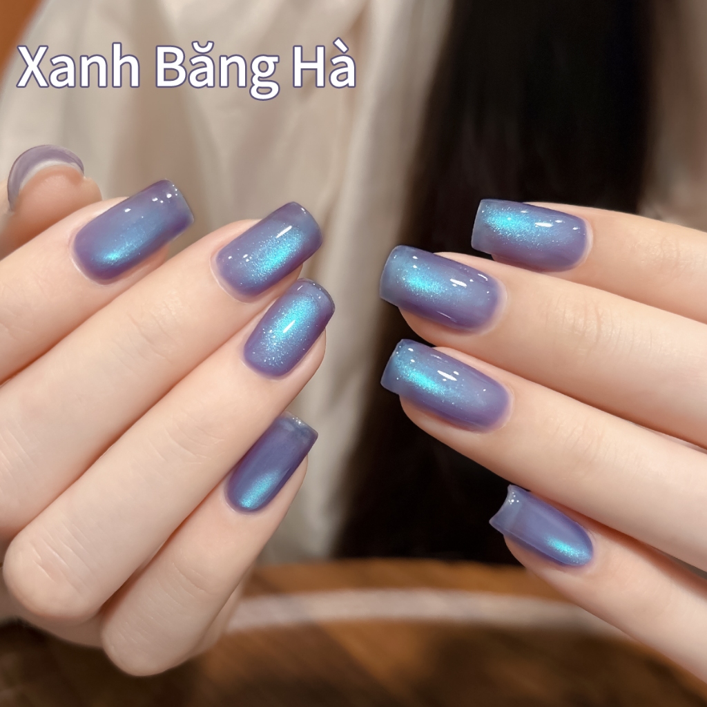 XEIJAYI 10ml - Sơn móng tay dạng gel màu xanh tím mộng mơ hiệu ứng mắt mèo, thích hợp cho các tiệm làm móng.