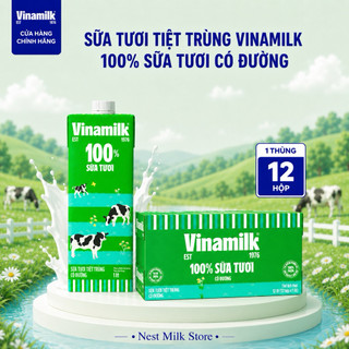Sữa Tươi Tiệt Trùng Vinamilk 100% Có Đường 1L - Thùng 12 Hộp