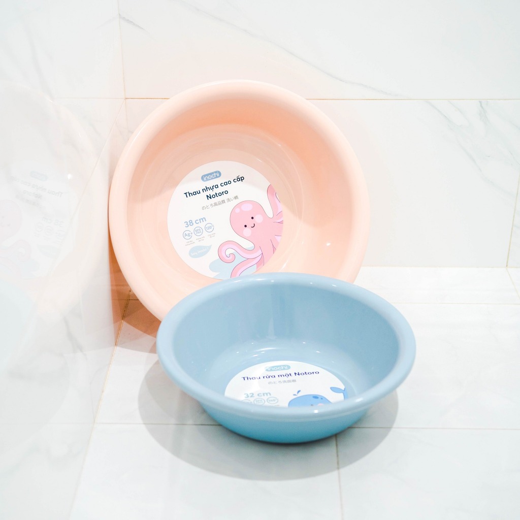 Chậu rửa mặt Notoro inochi cho bé thau nhựa tắm gội đầu size 21/27/32cm - nhựa nguyên sinh, cao cấp