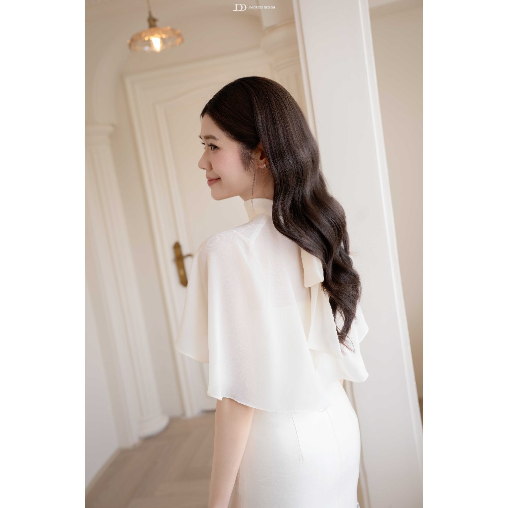 Đầm Nữ Dài Dáng Bút Chì Cape Đổ 1P09.2605, Đầm Dự Tiệc Che Bắp Tay Sang Trọng Tôn Dáng Thanh Lịch, Váy Sự Kiện By JM