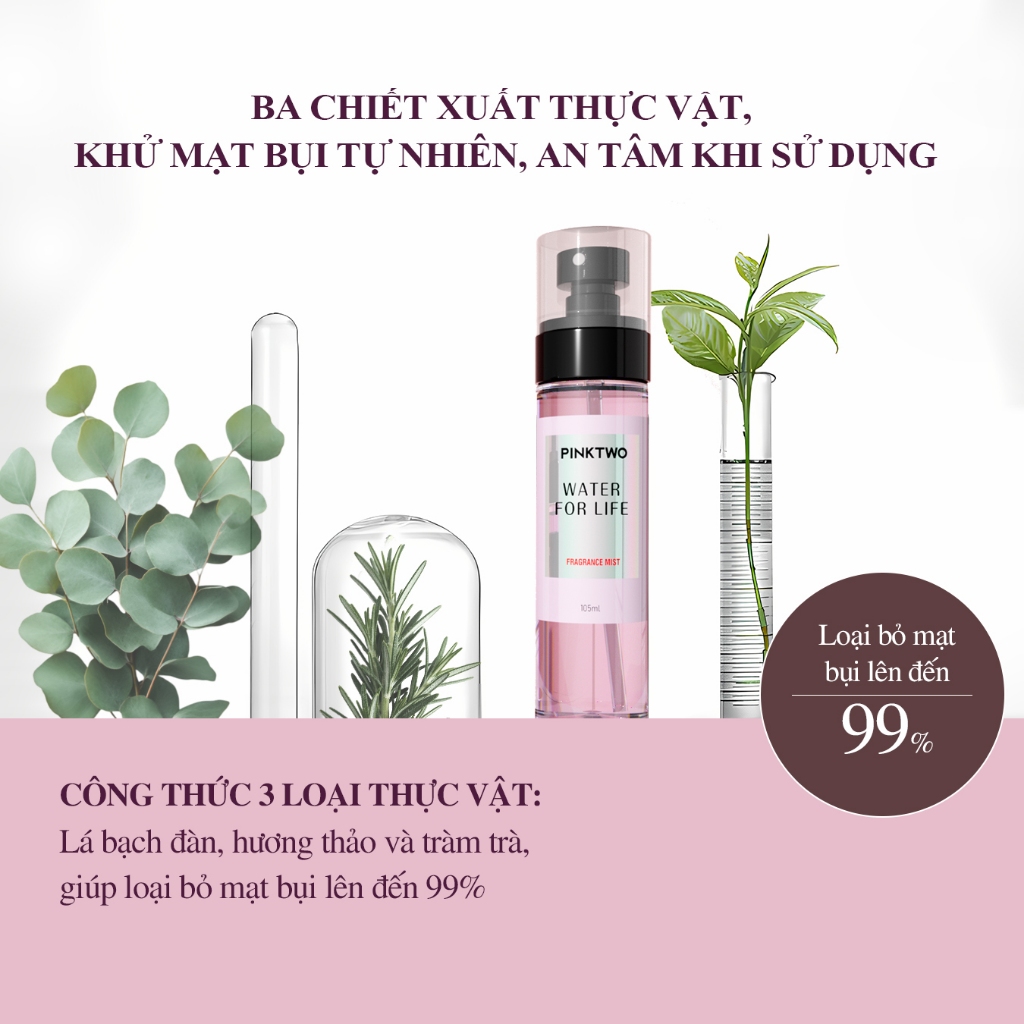 (COMBO 2 SIÊU HOT) PINKTWO Body Mist 12% Tinh Dầu – Xịt Thơm Khử Mùi Cơ Thể & Quần Áo Lưu Hương 12h – Ngăn Mạt Bụi 99%
