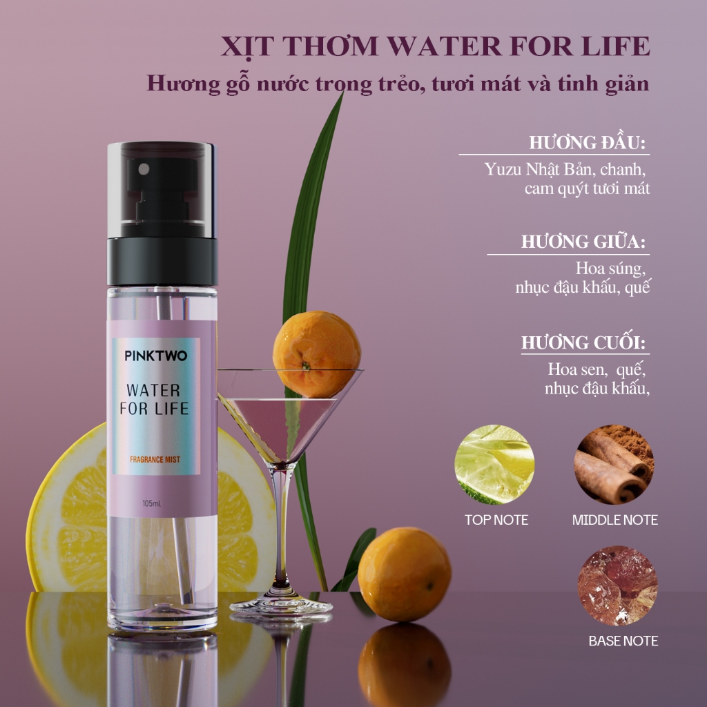 (COMBO 2 SIÊU HOT) PINKTWO Body Mist 12% Tinh Dầu – Xịt Thơm Khử Mùi Cơ Thể & Quần Áo Lưu Hương 12h – Ngăn Mạt Bụi 99%
