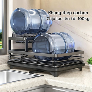 Kệ úp bát đĩa 2 tầng thép carbon – Úp được đĩa to, bát nhỏ, chén, ly – Thoải mái sắp xếp mọi kích cỡ