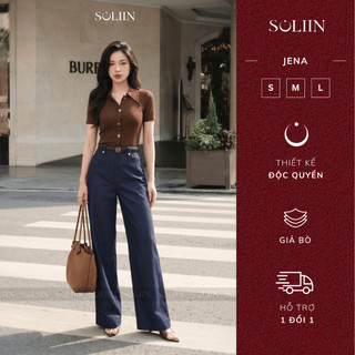 [SALE 14-16/7] Quần Dài Nữ Dáng Suông SOLIIN Chất Liệu Giả Bò Phong Cách Thanh Lịch Công Sở