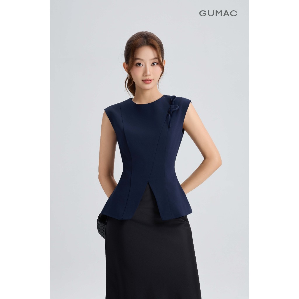 Áo Peplum Nữ GUMAC Hoa Đính Vai Vạt Xéo Cách Điệu Tạo Điểm Nhấn Tinh Tế AG06048