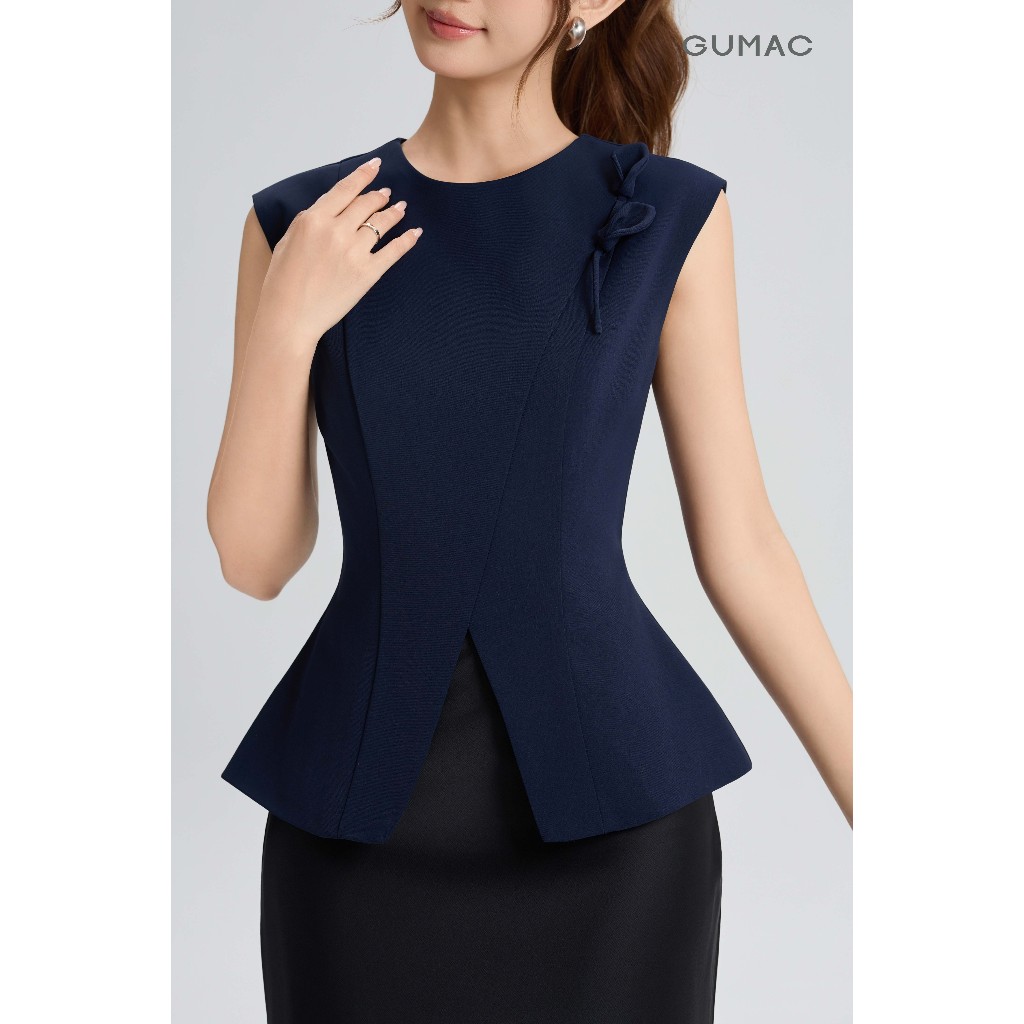 Áo Peplum Nữ GUMAC Hoa Đính Vai Vạt Xéo Cách Điệu Tạo Điểm Nhấn Tinh Tế AG06048