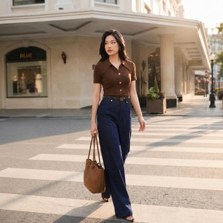 [SALE 14-16/7] Quần Dài Nữ Dáng Suông SOLIIN Chất Liệu Giả Bò Phong Cách Thanh Lịch Công Sở