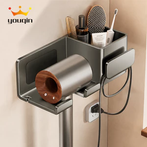 Giá kệ để máy sấy tóc YOUQIN chất liệu nhôm hàng không, lắp đặt dán tường.