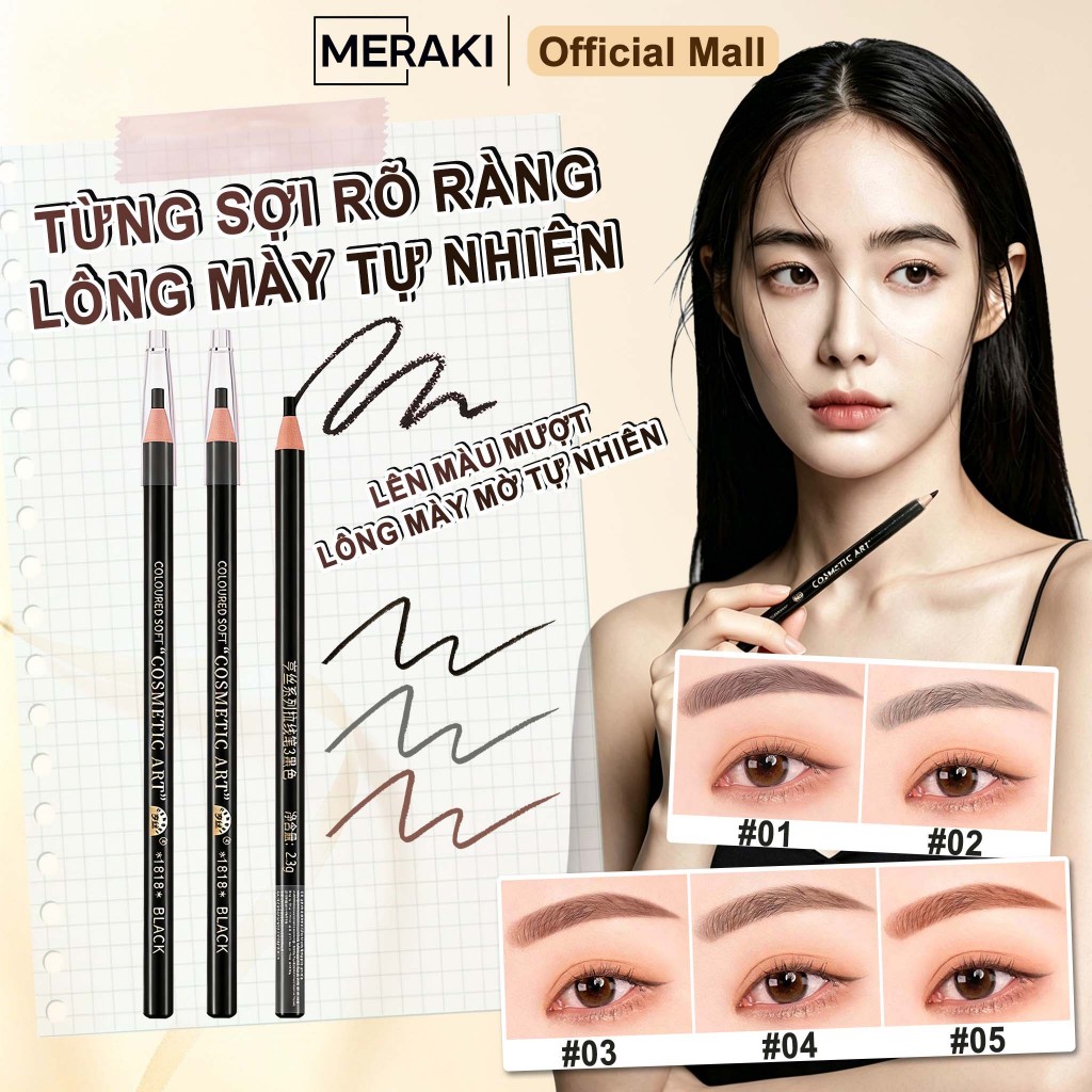 Bút Chì Kẻ Mày, Phẩy Sợi 4D, Giúp Lông Mày Đậm Màu Tự Nhiên, Phẩy Sợi Sắc Nét, Chống Nước, Lâu Trôi, Nhiều Màu Tự Nhiên