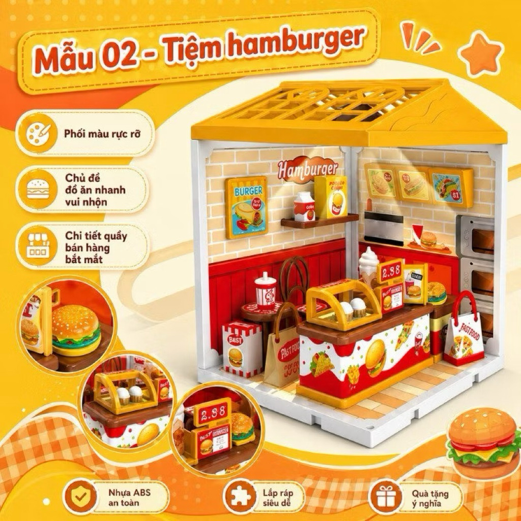 bộ đồ chơi DIY lắp ráp mô hình nhà hàng,quán cà phê