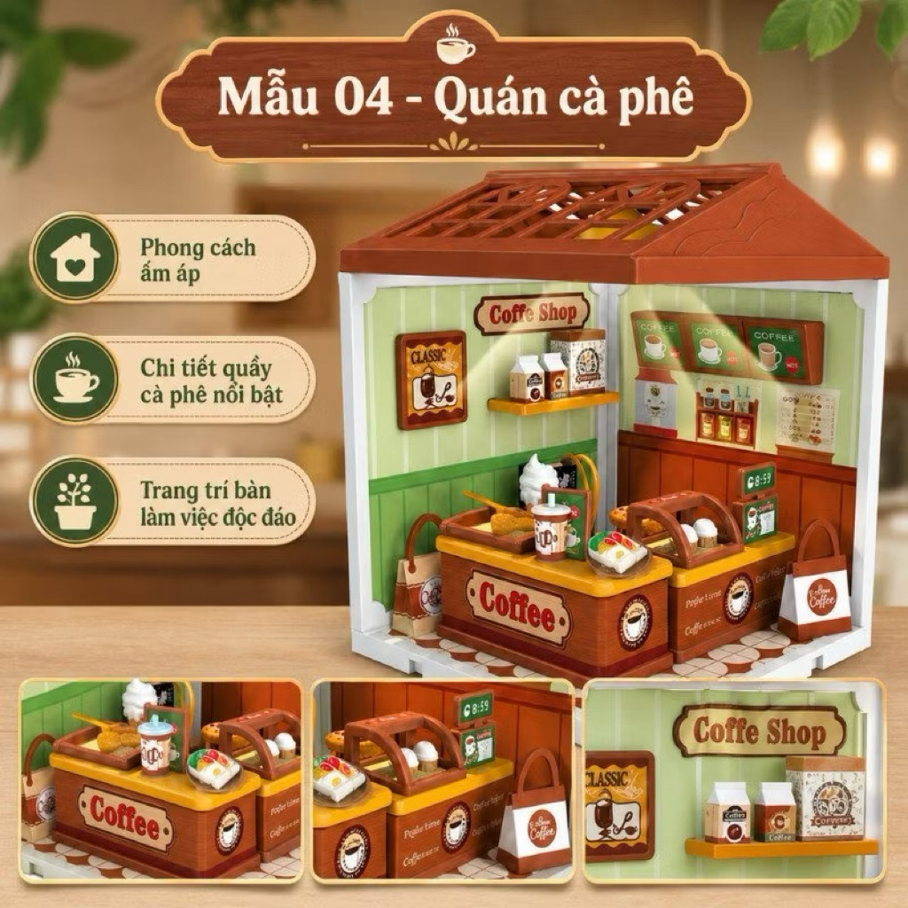bộ đồ chơi DIY lắp ráp mô hình nhà hàng,quán cà phê