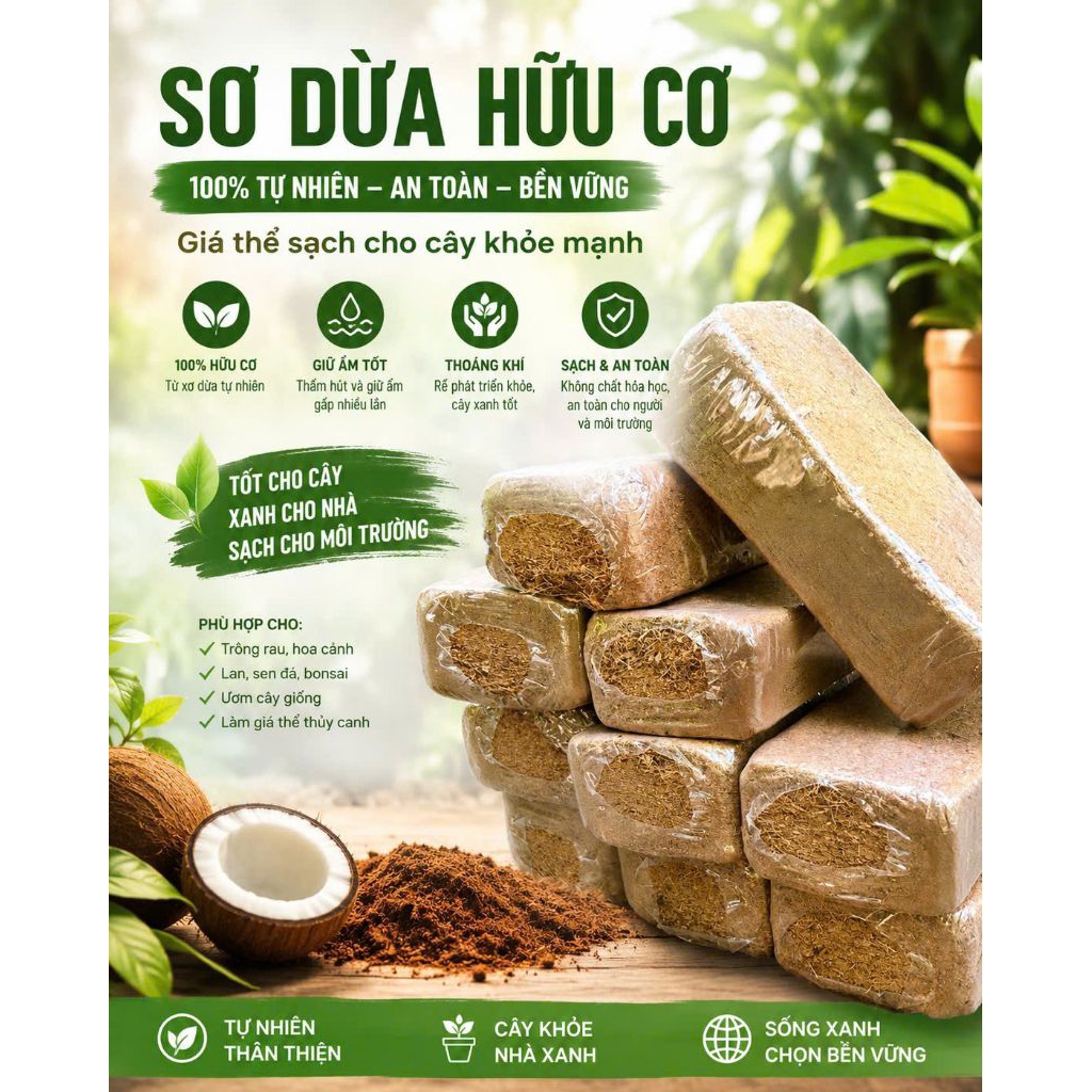 Combo 5 viên nén sơ dừa