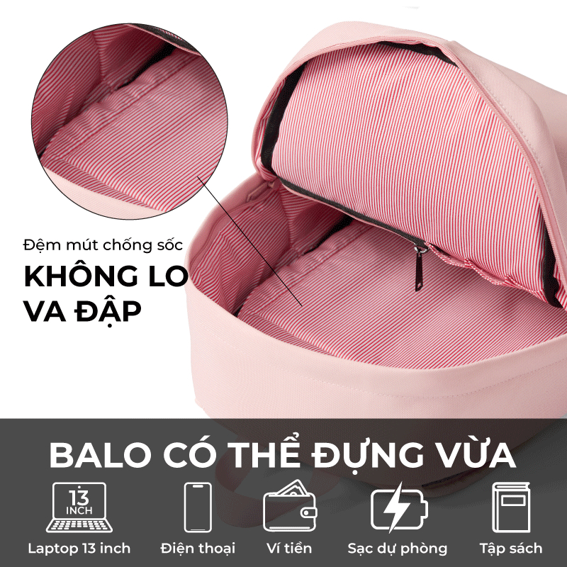 Balo Nam Nữ Larita CLASSIC BASIC 13" - Đựng Laptop 13 Inch, Nhỏ Gọn, Chất Liệu Vải Bền Bỉ, Kháng Nước Tối Ưu | BigBuy360 - bigbuy360.vn