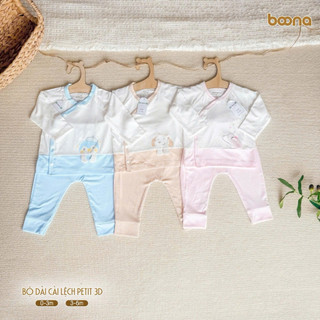 Bộ dài cài lệch Petit 3D Boona, Được làm từ chất liệu Petit cao cấp mềm mịn, kháng khuẩn , nâng niu làn da bé.
