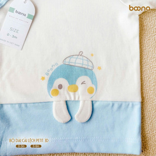 Bộ dài cài lệch Petit 3D Boona, Được làm từ chất liệu Petit cao cấp mềm mịn, kháng khuẩn , nâng niu làn da bé.