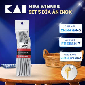 Set 5 dĩa ăn inox KAI NEW WINNER DESSERT FORK 5P/SET KAI FA-5095