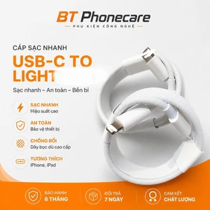 Cáp Sạc Nhanh USB-C to Light Hỗ Trợ Truyền Dữ Liệu Thiết Kế Bọc Dù Cao Cấp Chống Nứt Gãy