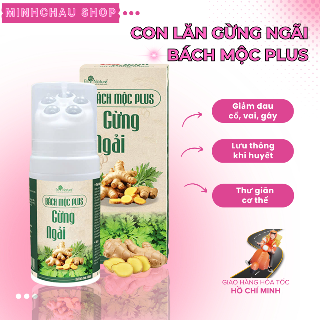 Con Lăn Bách Mộc PLus Gừng Ngải Hỗ Trợ Đau Nhức Xương Khớp Đau Mỏi Vai Gáy 130ml