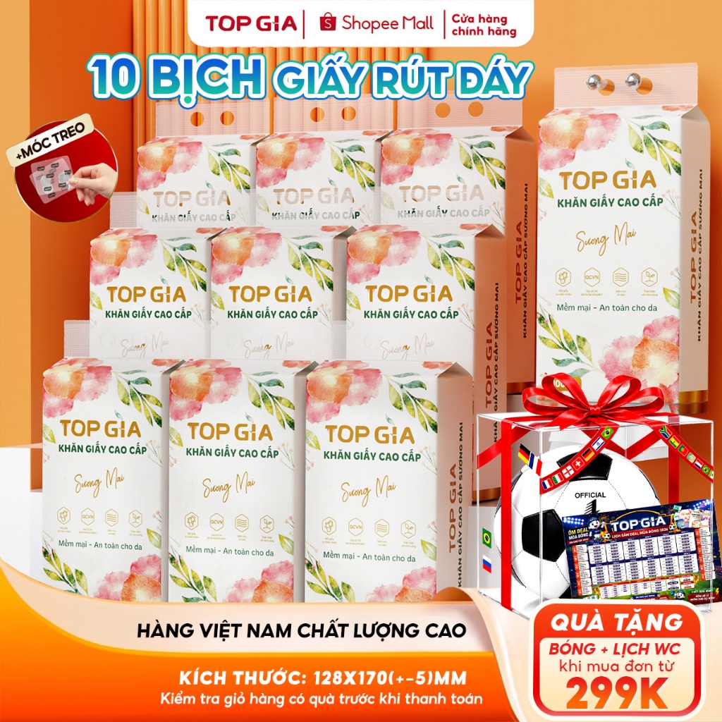[HÀNG VIỆT CHẤT LƯỢNG CAO] Khăn giấy cao cấp Sương Mai TopGia 1000 tờ dày dai mềm mịn thấm hút tốt