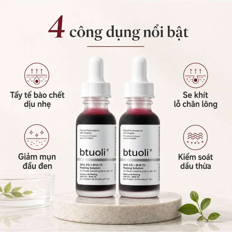 Serum AHA BHA 32ml Chuyên Trị Lỗ Chân Lông To & Mụn Đầu Đen Loại Bỏ Tế Bào Chết Se Khít Lỗ Chân Lông Cho Da Dầu Mụn