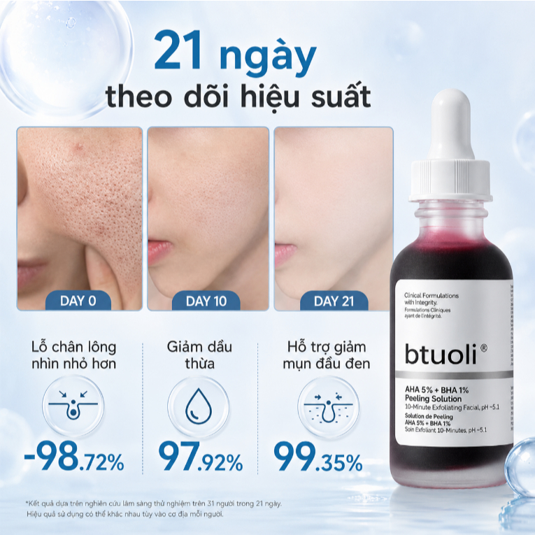 Serum AHA BHA 32ml Chuyên Trị Lỗ Chân Lông To & Mụn Đầu Đen Loại Bỏ Tế Bào Chết Se Khít Lỗ Chân Lông Cho Da Dầu Mụn