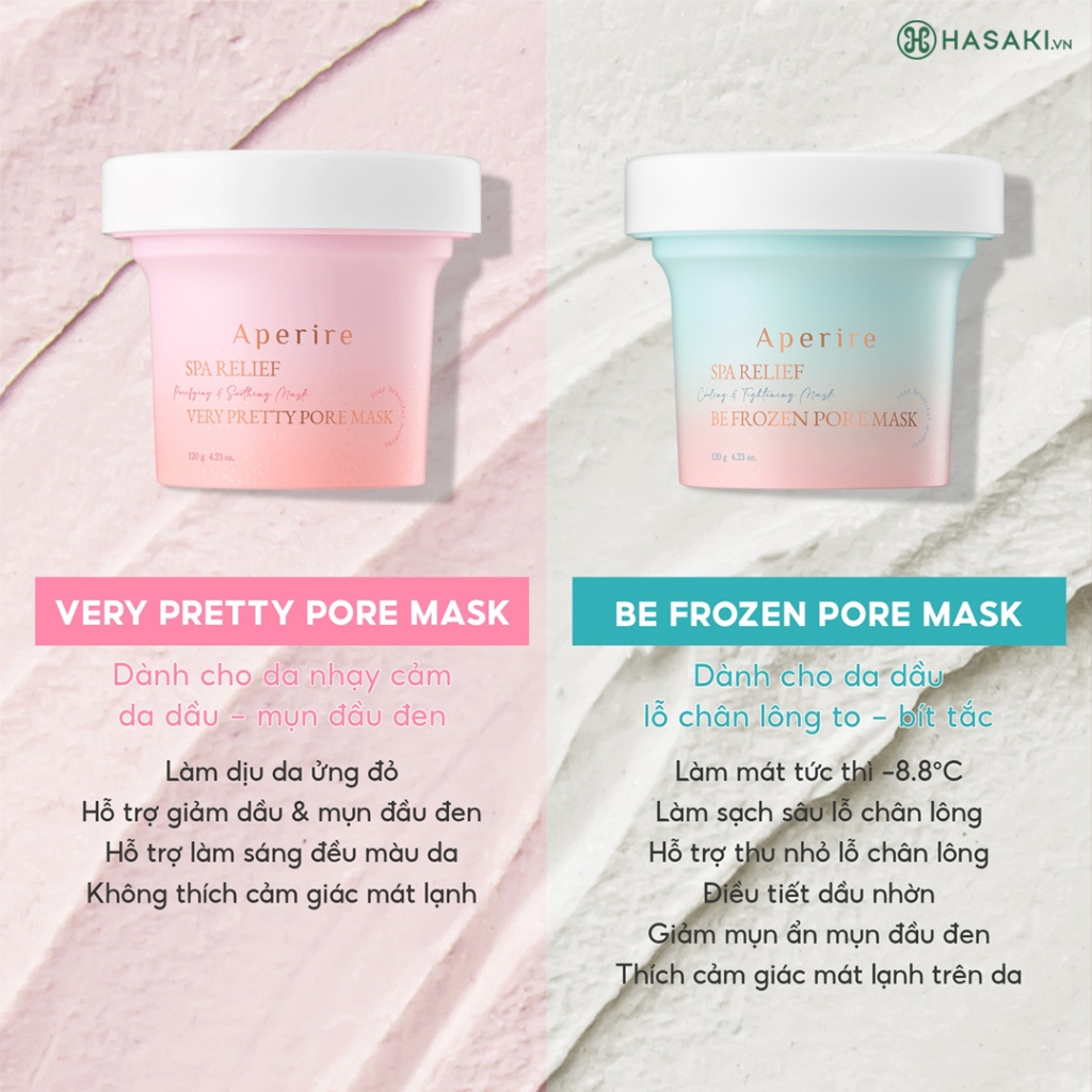 (Hàng Công TY) Mặt Nạ đất sét Aperire Spa Relief Pore Mask Sạch Sâu Dịu Da Kiềm Dầu 120g Vanilla Cosmetics