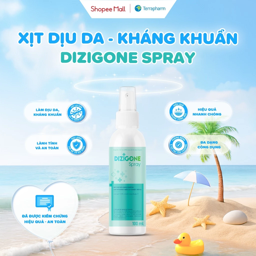 Xịt kháng khuẩn Dizigone - dung dịch làm sạch và làm dịu da cho bé