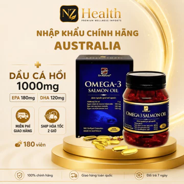 Viên dầu cá Hồi Úc Dr Natural Omega 3 Salmon Oil cung cấp Omega 3 giúp bổ não, sáng mắt, giảm mỡ máu