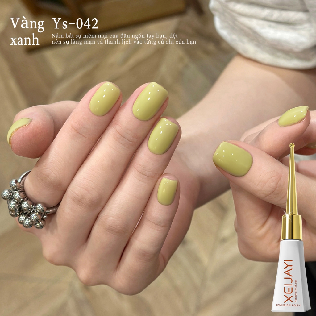 XEIJAYI 10ml -Sơn móng tay dạng gel màu vàng xanh, màu sắc bền lâu, thích hợp cho các tiệm làm móng.
