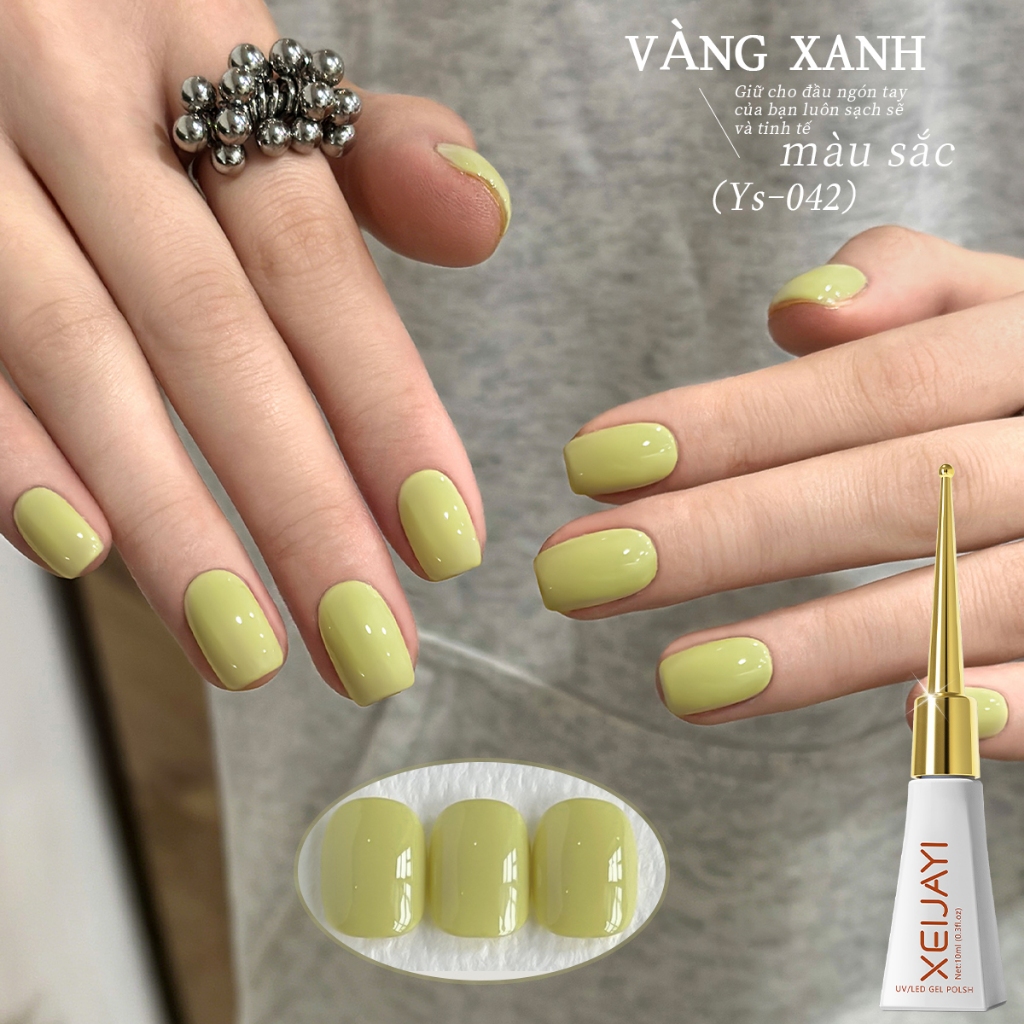 XEIJAYI 10ml -Sơn móng tay dạng gel màu vàng xanh, màu sắc bền lâu, thích hợp cho các tiệm làm móng.