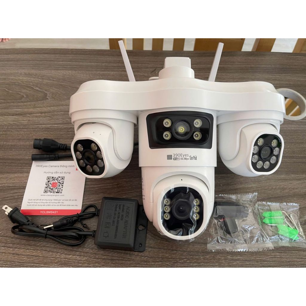 [TẶNG DÂY NỐI 3 MÉT] Camera WIFI 390EYES 4 MẮT 3 KHUNG HÌNH Ngoài Trời độ phân giải 56MP BẢN CAO CẤP