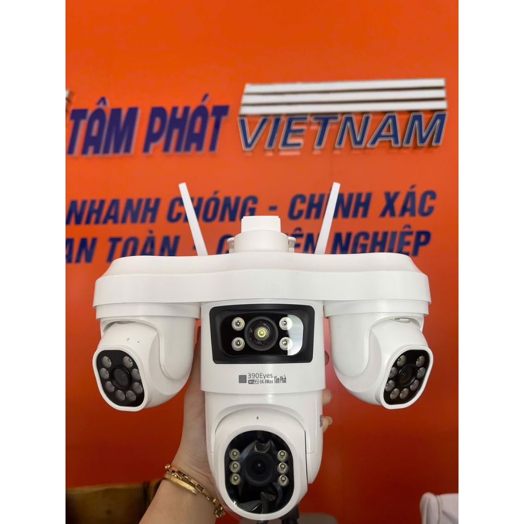 [TẶNG DÂY NỐI 3 MÉT] Camera WIFI 390EYES 4 MẮT 3 KHUNG HÌNH Ngoài Trời độ phân giải 56MP BẢN CAO CẤP