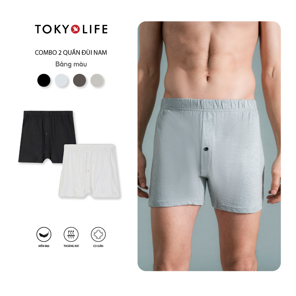 Combo 2 Quần Đùi Nam Mặc Nhà TOKYOLIFE Kiểu Nhật Chất Liệu Cotton Thoải Mái Thoáng Mát - 40000208