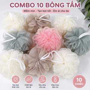 Combo 10 Bông Tắm Lưới Tạo Bọt Tròn Cao Cấp Happyhouse, Mềm Mại Giúp Tẩy Tế Bào Chết