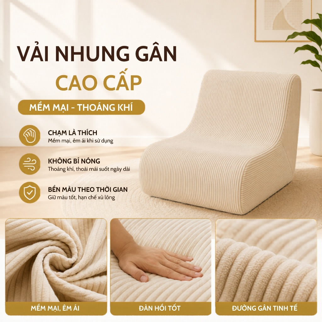 Ghế sofa lười thư giãn Tahou, Sofa nén chân không thích hợp đọc sách, xem phim, decor phòng khách