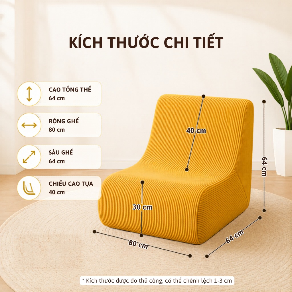 Ghế sofa lười thư giãn Tahou, Sofa nén chân không thích hợp đọc sách, xem phim, decor phòng khách