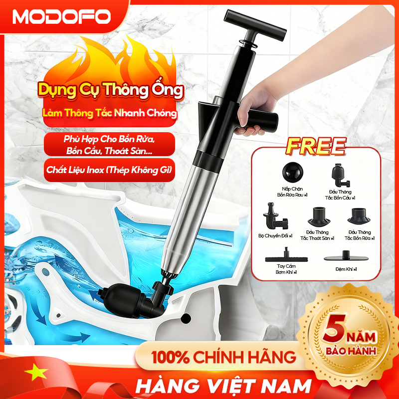 MODOFO Súng Thông Tắc Bồn Cầu,Dụng Cụ Thông Bồn Rửa Mặt, Cây Thông Bồn Cầu Nén KHÍ AGT Cực Mạnh 8kg, ABS Chống Gỉ