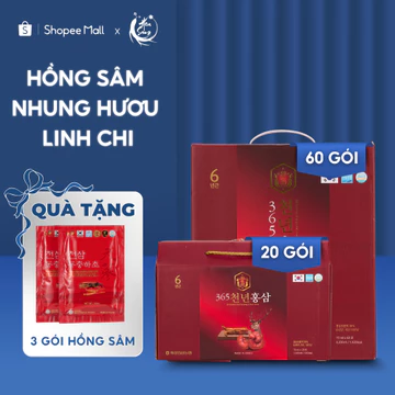[ Chính Hãng ] Nước Hồng Sâm Nhung Hươu Linh Chi 365 Hộp 20 Gói, Hồng sâm linh chi nhung hươu hàn quốc - K P KOREPHARMA