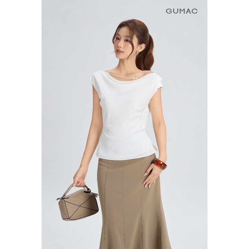 Áo Kiểu Nữ GUMAC Form Suông Đánh Eo Thiết Kế Cổ Thoáng Mát Cho Mùa Hè AG06010