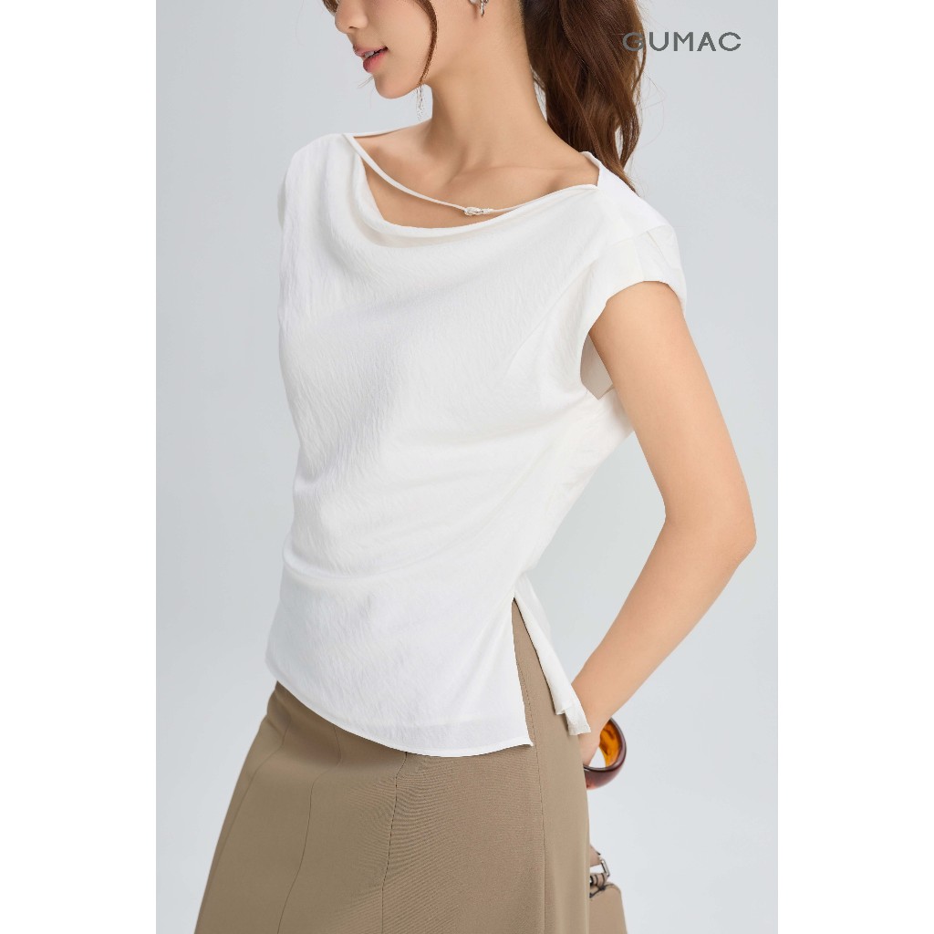 Áo Kiểu Nữ GUMAC Form Suông Đánh Eo Thiết Kế Cổ Thoáng Mát Cho Mùa Hè AG06010