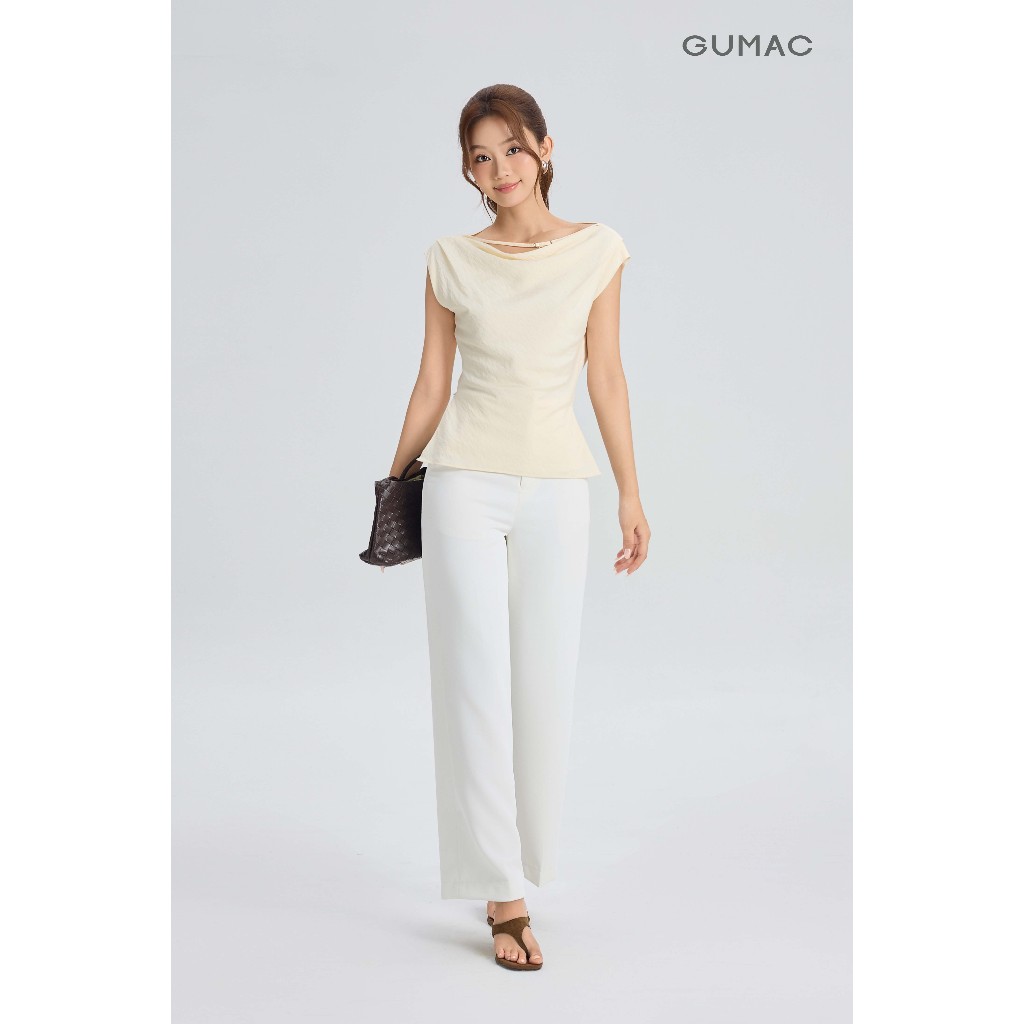 Quần Tây Nữ GUMAC Form Ống Rộng Chất Cotton Silk Mềm Mịn Cao Cấp QG06022