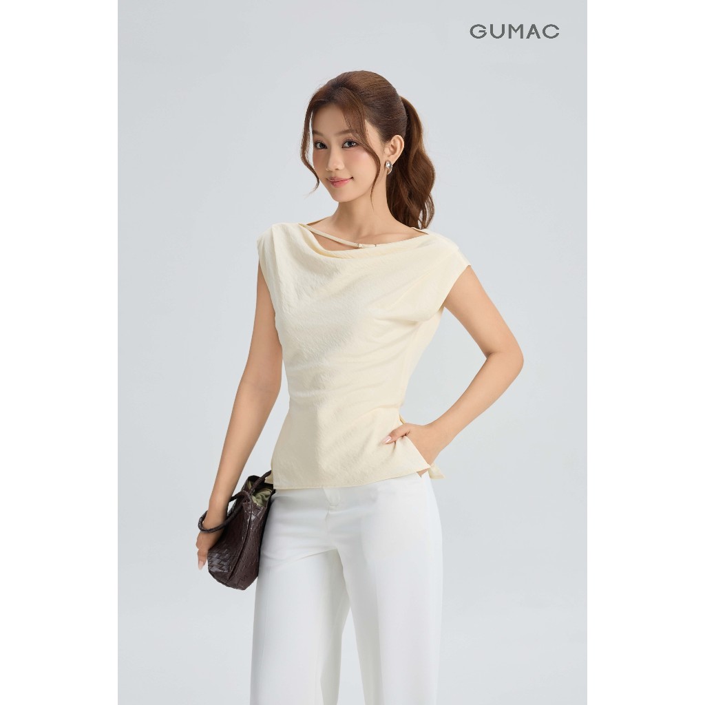 Áo Kiểu Nữ GUMAC Form Suông Đánh Eo Thiết Kế Cổ Thoáng Mát Cho Mùa Hè AG06010