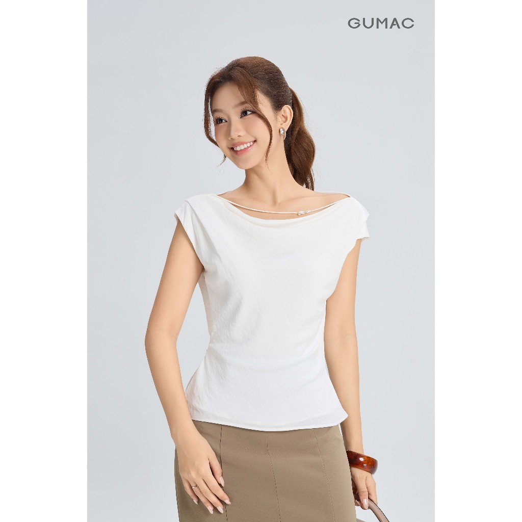 Áo Kiểu Nữ GUMAC Form Suông Đánh Eo Thiết Kế Cổ Thoáng Mát Cho Mùa Hè AG06010