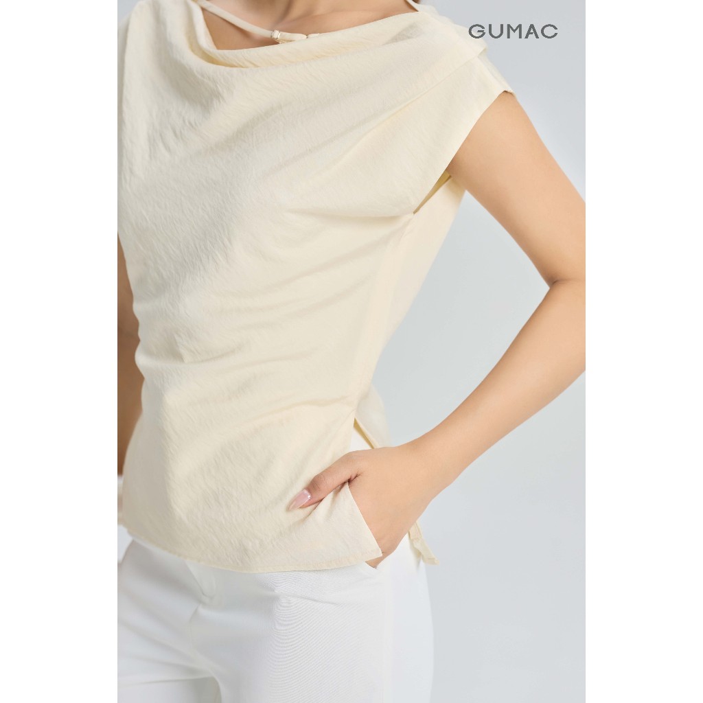 Áo Kiểu Nữ GUMAC Form Suông Đánh Eo Thiết Kế Cổ Thoáng Mát Cho Mùa Hè AG06010