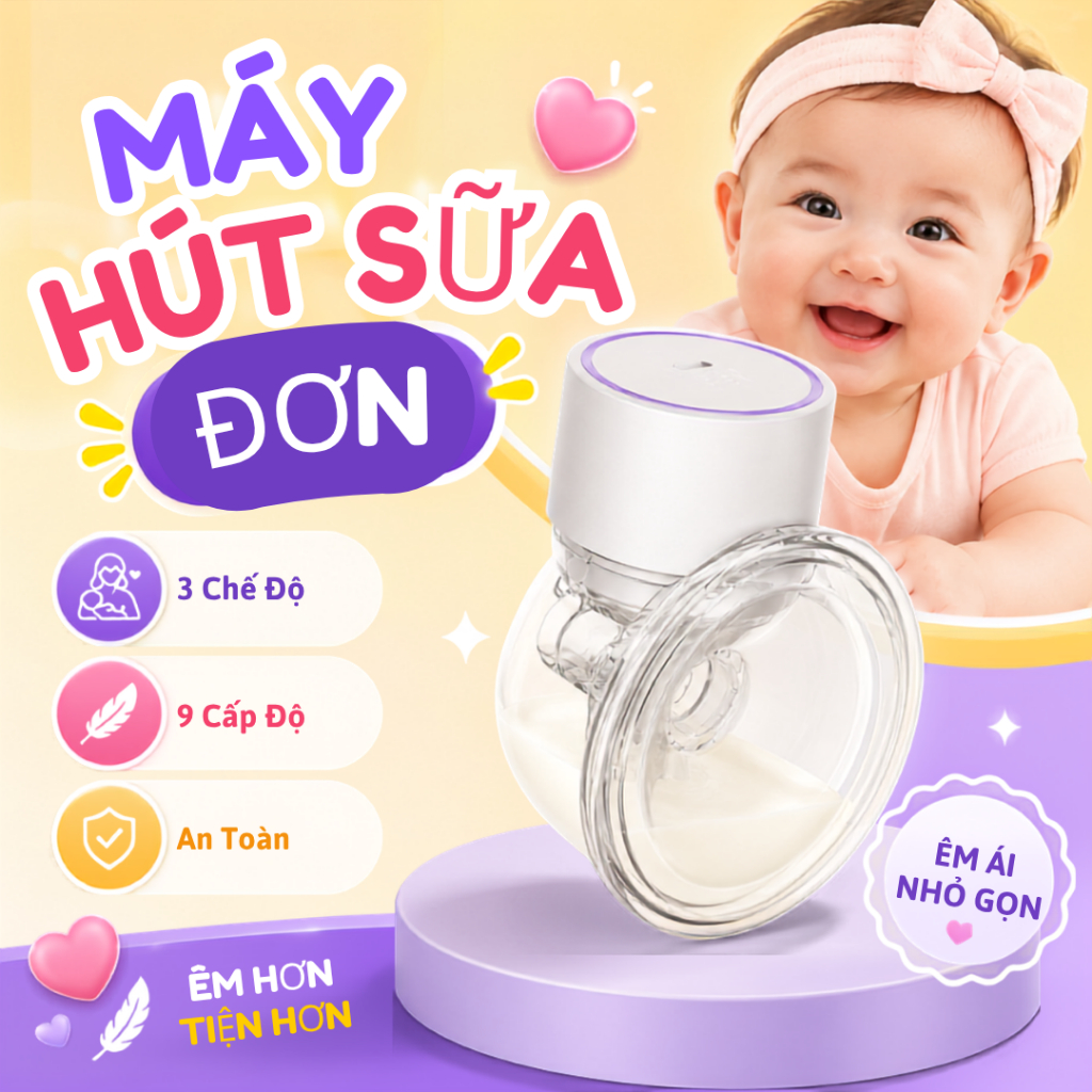 Máy Hút Sữa Không Dây Rảnh Tay 4 in 1 Máy Hút Sữa Đơn Massage Kích Sữa Thông Minh Êm Ái Sạc Pin Tiện Lợi Máy Vắt Sữa