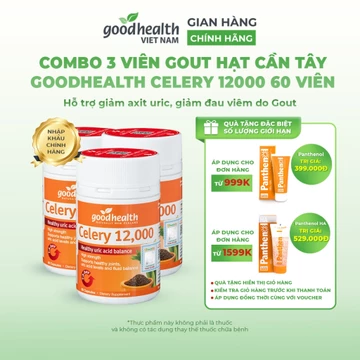 [Combo 3] Hộp Viên Gout Hạt Cần Tây Goodhealth Celery 12000, Hỗ Trợ Giảm Acid Uric, Giảm Đau Khớp