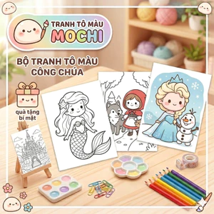 Bộ 50 tranh tô màu công chúa Mochi tranh tô màu cho bé nhiều chủ đề đồ chơi giấy thủ công bé (T02)