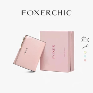 FOXERCHIC Ví Nữ Nhiều Ngăn Cách Trẻ Trung Năng Động Ví Da Nữ Có Khóa Kéo Da Pu Cao Cấp Đựng