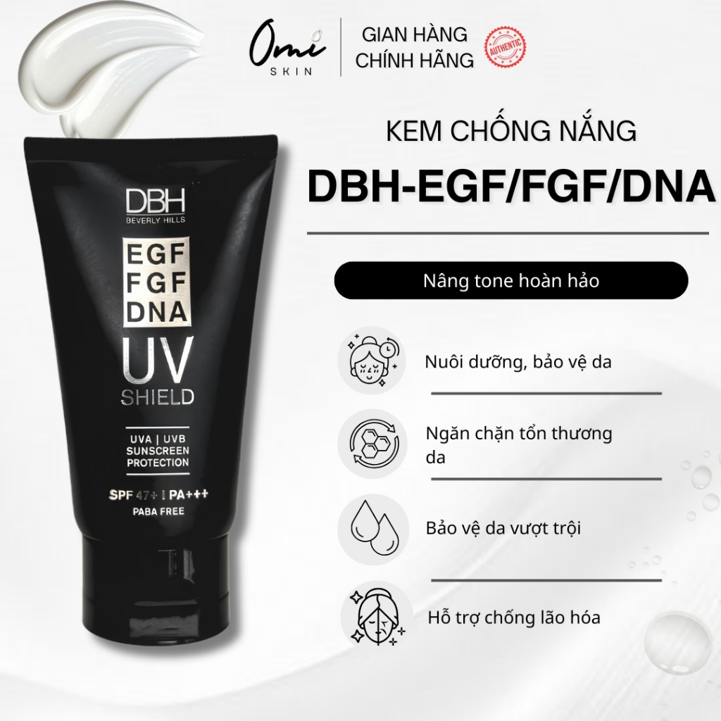 [CHÍNH HÃNG] KEM CHỐNG NẮNG DBH EGF/FGF/DNA UV SHIELD SPF47+ PA+++ bản mới 2025