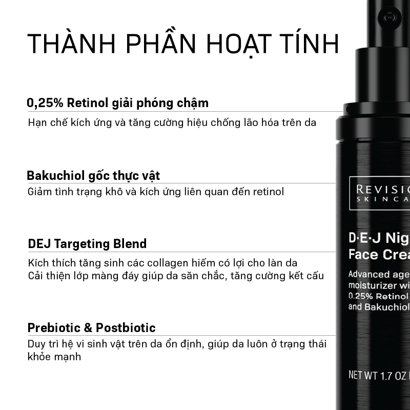 Combo Kem Dưỡng Trẻ Hóa REVISION SKINCARE D·E·J Night Face Cream 14g Và Serum Làm Đầy Môi 9.4g